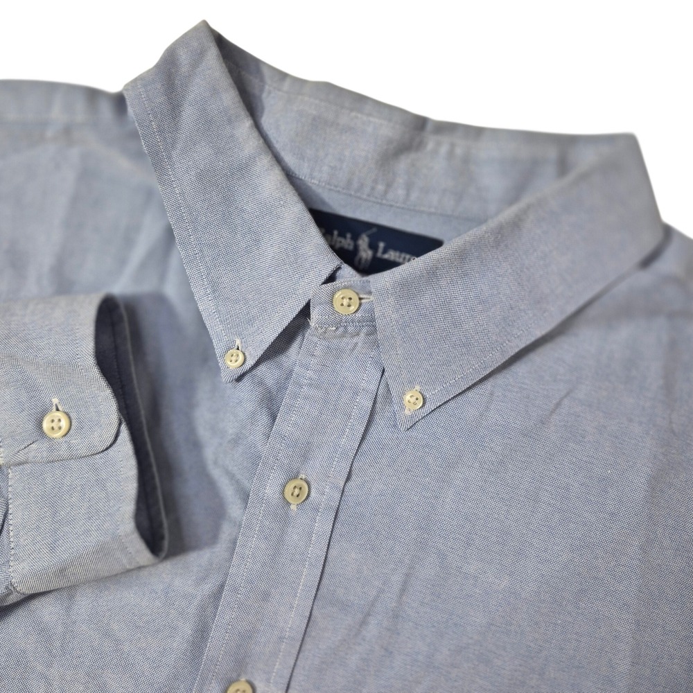 Ralph Lauren Button Down Shirt Mens 3XLT Tall Light Blue Oxford Long Sleeve Pony